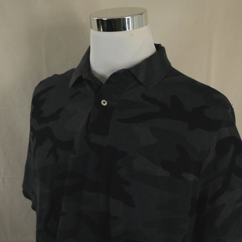 Polo Ralph Lauren XL Classic Fit Polo Shirt Gray Camo Short Sleeve Cotton Mens